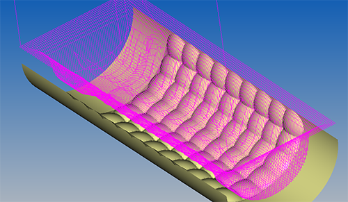 CAD-Simulation einer keramischen Implantatoberfläche.