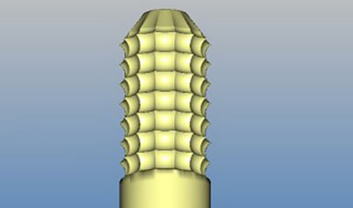 CAD-Simulation einer keramischen Implantatwurzel (Halbzylinder).