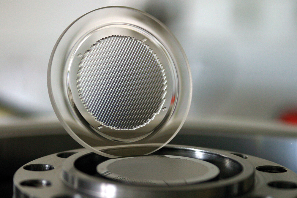 Glass lens press punch made of nanoscale hardmetals.