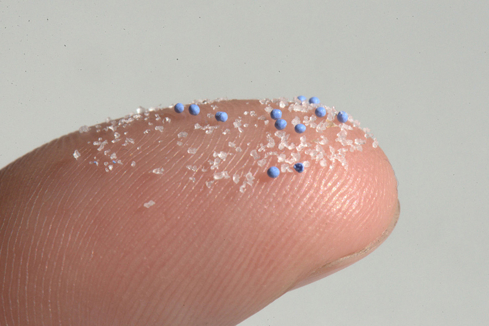Microplastics from cosmetic products.